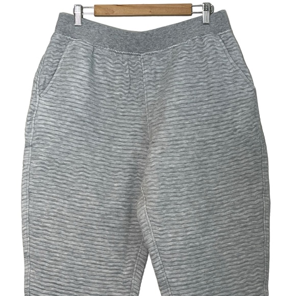 Athleta Womens Ribbed Textured Cropped Pull-On SweatPant Size L Gray High Rise - Picture 3 of 11